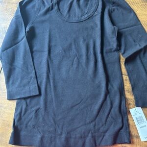 Three Dots Black 3/4 Sleeve Tee